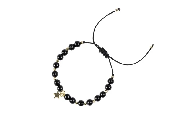 Dark stone bead bracelet shiny black 6 mm product image