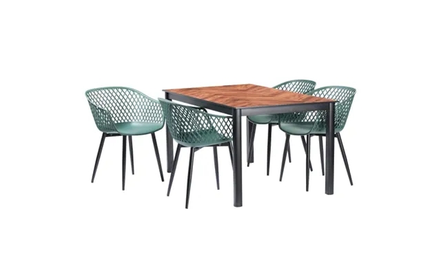 Evita garden furniture with 4 neria chairs - nature black green product image