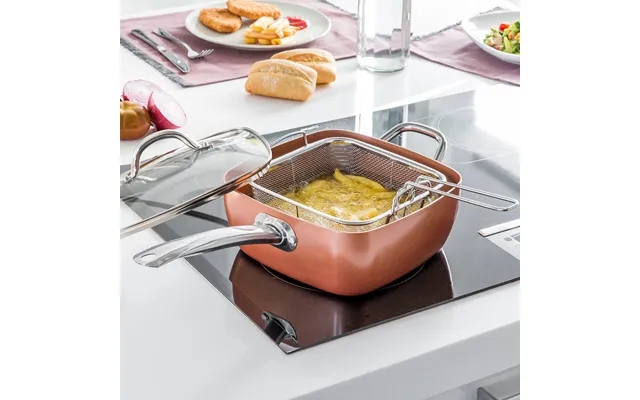 Copper 5 in 1 multifunctional frying pan set coppans innovagoods 4 parts product image