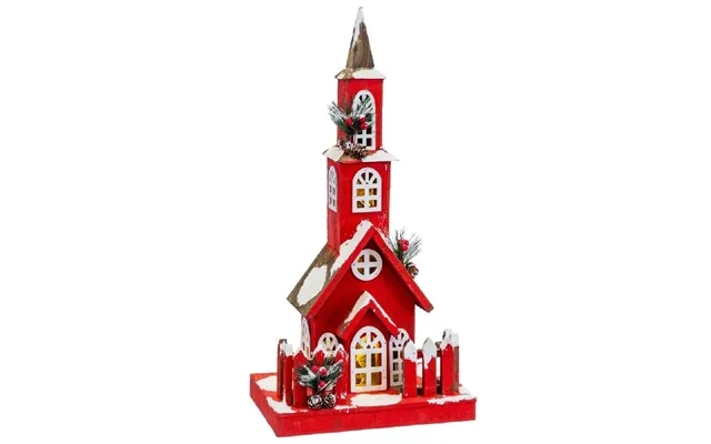 Julepynt Rød Træ Hus 17 X 18 X 56 Cm product image