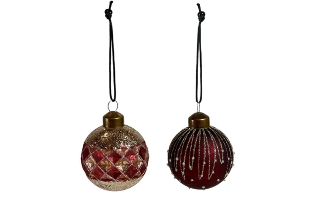 Christmas balls in glass - red past, the laws gold farve -6 cm product image