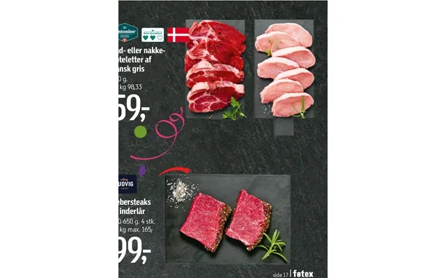 Dish - or cutlets of danish pig pebersteaks of inner thighs product image