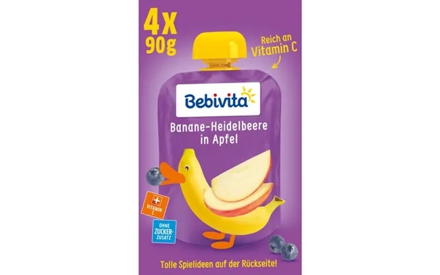 Bebivita Børnesjov Banan Blåbær I Æble 4x90g product image