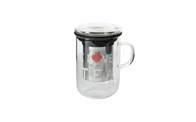 Mug with infusionsfilter dkd home decor transparent stainless steel borosilicate glass 500 ml product image