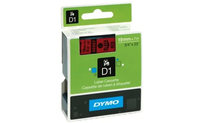 Dymo tape dymo d1 19 mm - black on red 5411313452175 equals n a product image