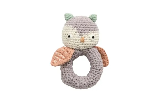 Sebra crocheted rattle owl blinky gray product image