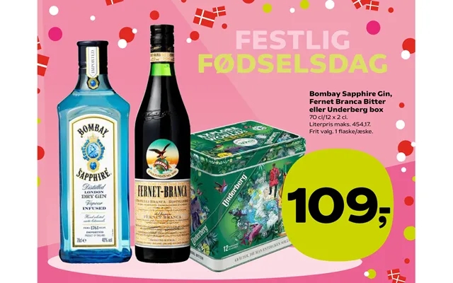 Bombay sapphire gin, fernet branca bitter or the berg box product image