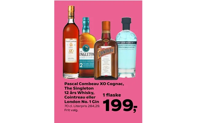 Pascal combeau xo cognac, thé singleton 12 year whiskey, cointreau or product image