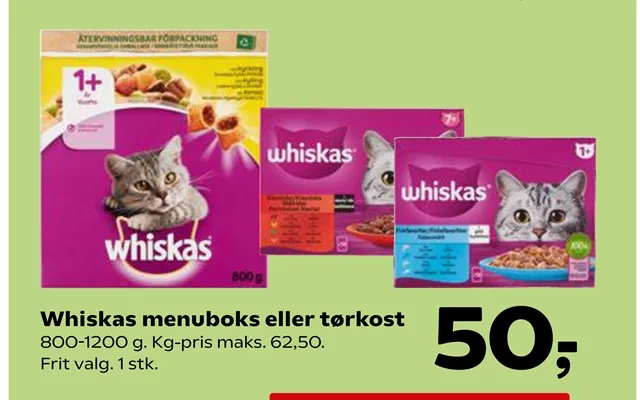 Whiskas Menuboks Eller Tørkost product image