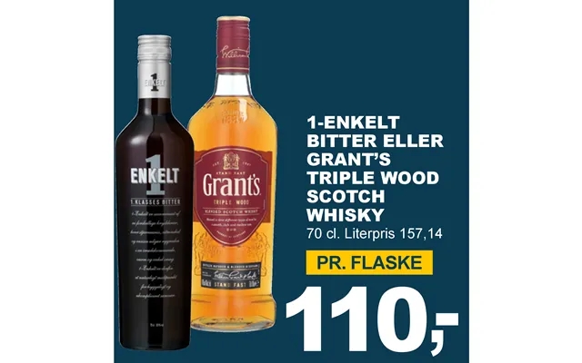 1-Enkelt bitter or grant’p triple wood scotch whiskey product image