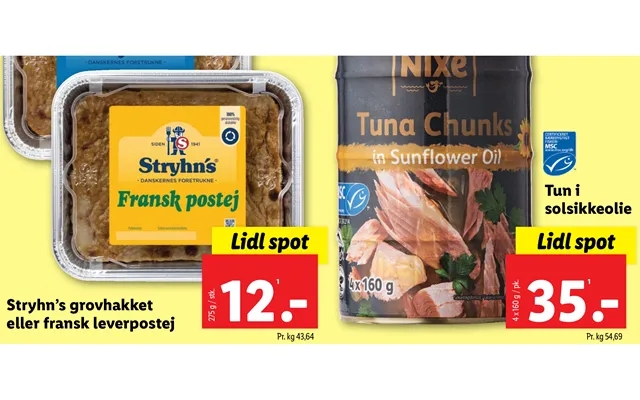 Tuna in sunflower oil stryhn’p coarsely chopped or french leverpostej product image