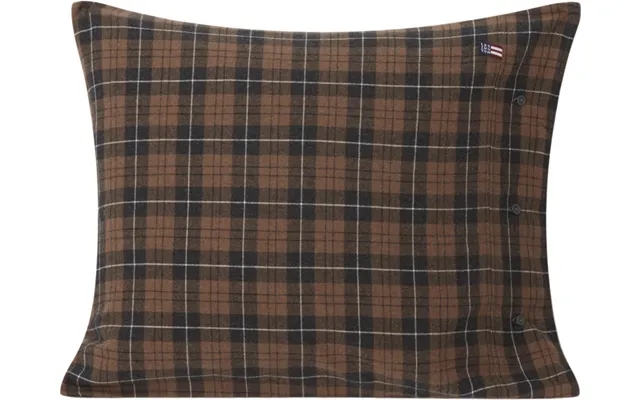 Brown com gray checked cotton flannel pillowcase product image