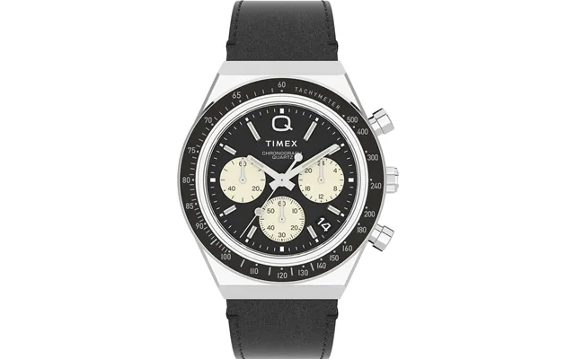 Q diver inspired chrono sst case black dial black leather st product image