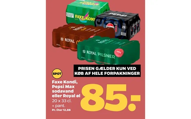 Faxe Kondi, Pepsi Max Sodavand Eller Royal Øl product image