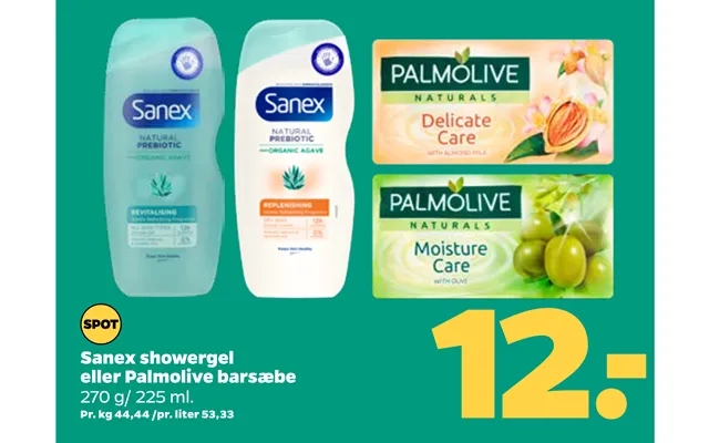 Sanex shower gel or palmolive barsæbe product image