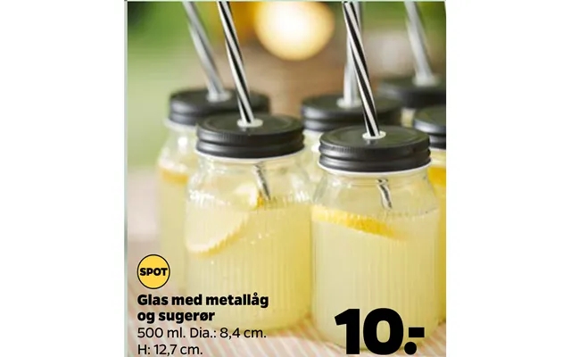 Glas Med Metallåg Og Sugerør product image