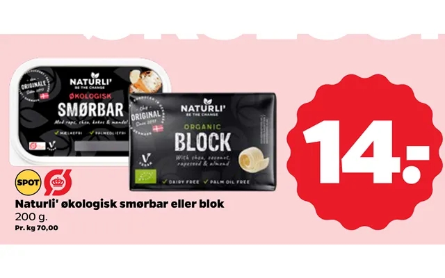 Naturli' Økologisk Smørbar Eller Blok product image