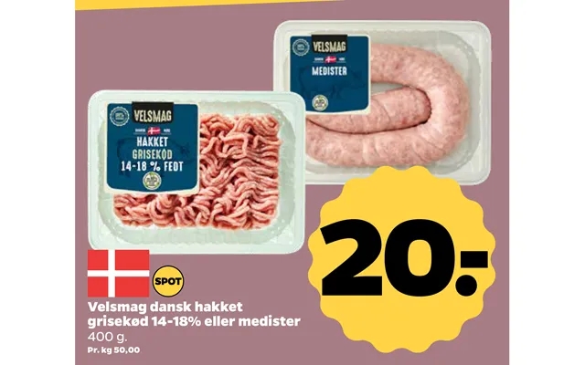 Velsmag Dansk Hakket Grisekød 14-18% Eller Medister product image