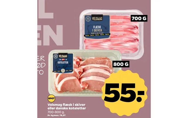 Palatability bacon in slices or danish pork chops product image