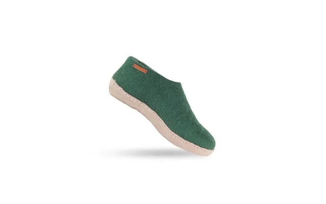 Uldhjemmesko children 100% clean wool - model green m sole in skins product image