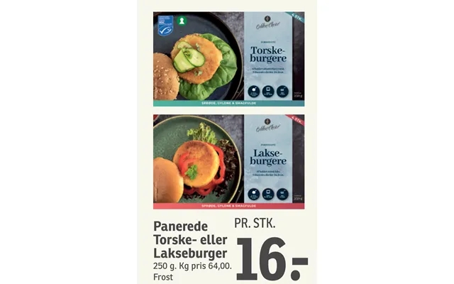 Breaded cod - or lakseburger product image