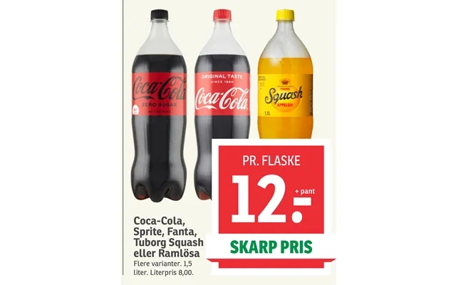 Coca-cola, Sprite, Fanta, Tuborg Squash Eller Ramlösa product image
