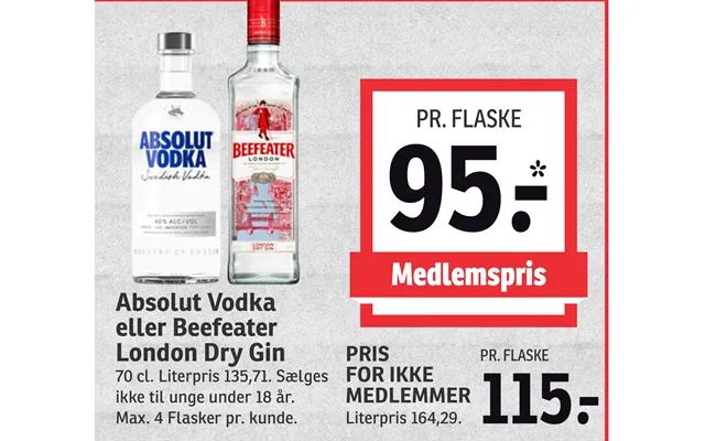 Definitely vodka or beefeater london dry gin product image
