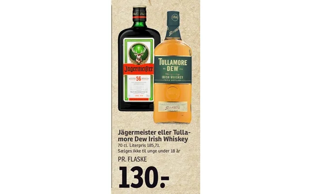 Jägermeister or tullamore dew irish whiskey product image