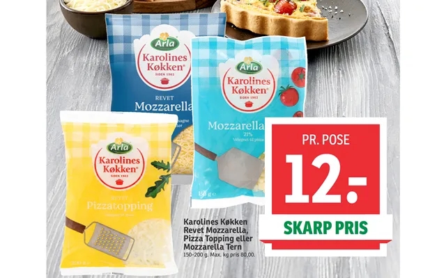 Karolines kitchen grated mozzarella, pizza topping or mozzarella cubes product image