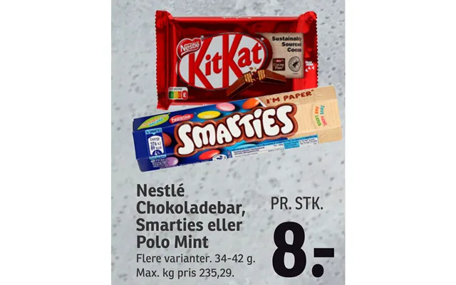 Nestle chocolate bar, smarties or polo mint product image