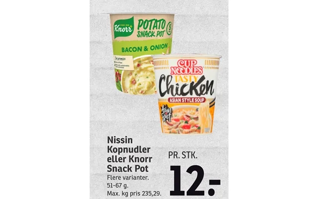 Nissin cup noodles or knorr snack pot product image