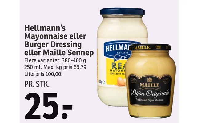 Hellmann’s Mayonnaise Eller Burger Dressing Eller Maille Sennep product image