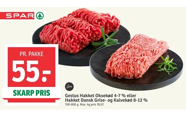 Gestus Hakket Oksekød 4-7 % Eller Hakket Dansk Grise- Og Kalvekød 8-12 % product image