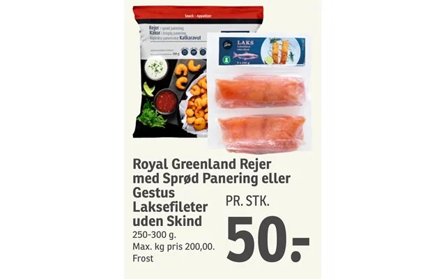 Royal greenland shrimp with crisp breading or gesture salmon fillets without skins product image