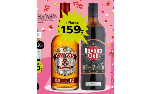 Chivas regal 12 year whiskey or havana club 7 year rom product image
