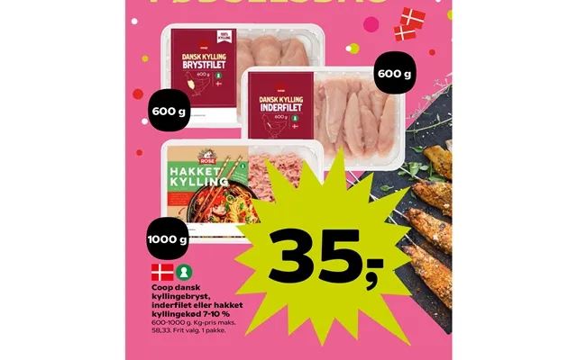 Coop danish chicken breast, inner fillet or chopped chicken meat 7-10 % product image