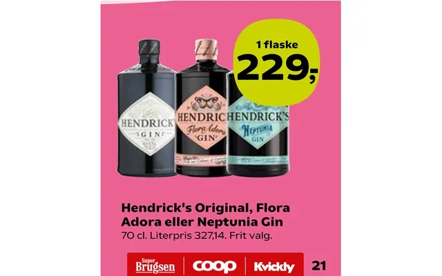 Hendrick s original, flora adora or neptunia gin product image