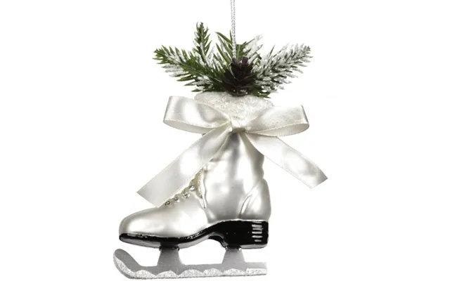 Goodwill glass skate with spruce & bow - white product image