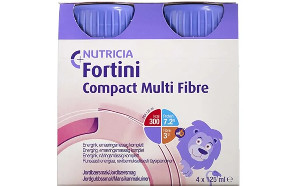 Fortini Compact Multi Fibre Jordbær 4 X 125 Ml