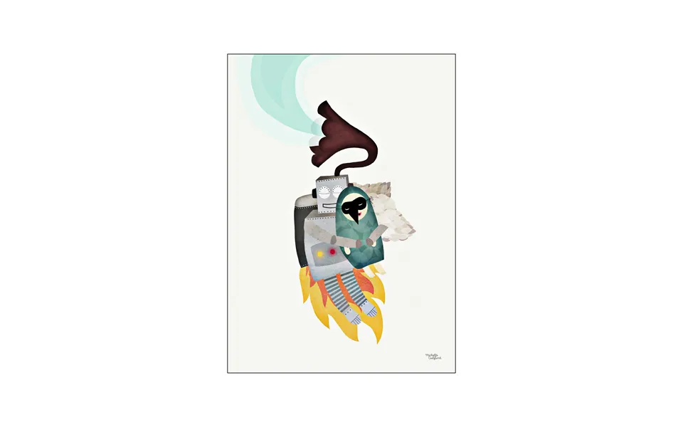 Items & frame - robot spirit bird poster