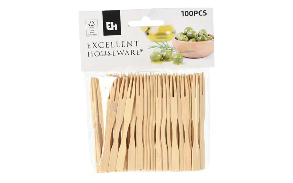 Excellent Houseware Bamboo Cocktail Forks 100 Stk.