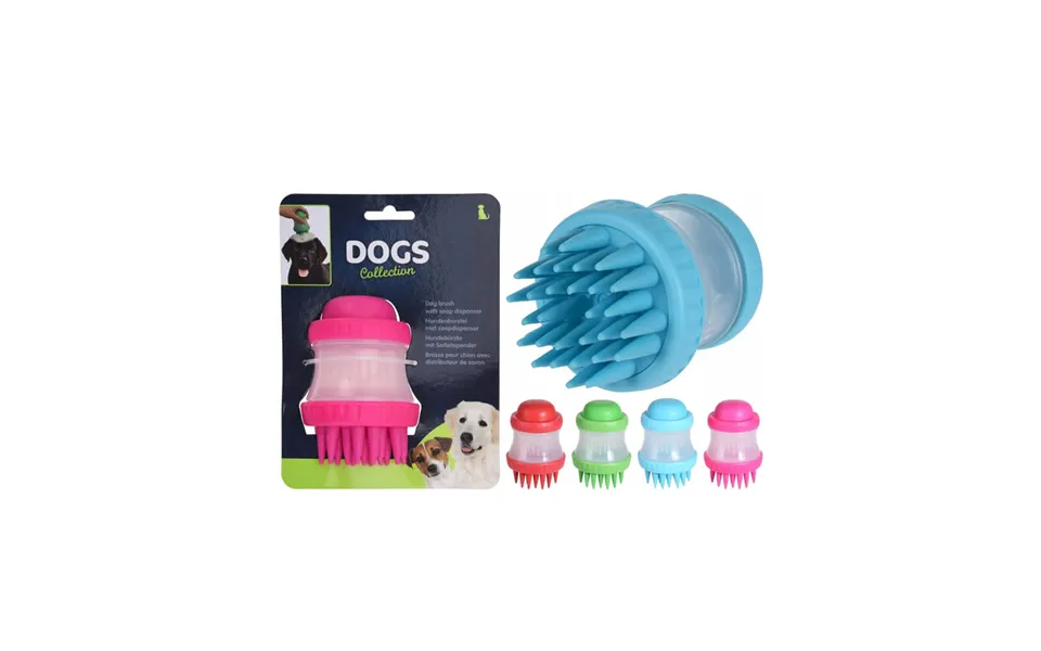 Excellent houseware dog brush with soap dispenser blue