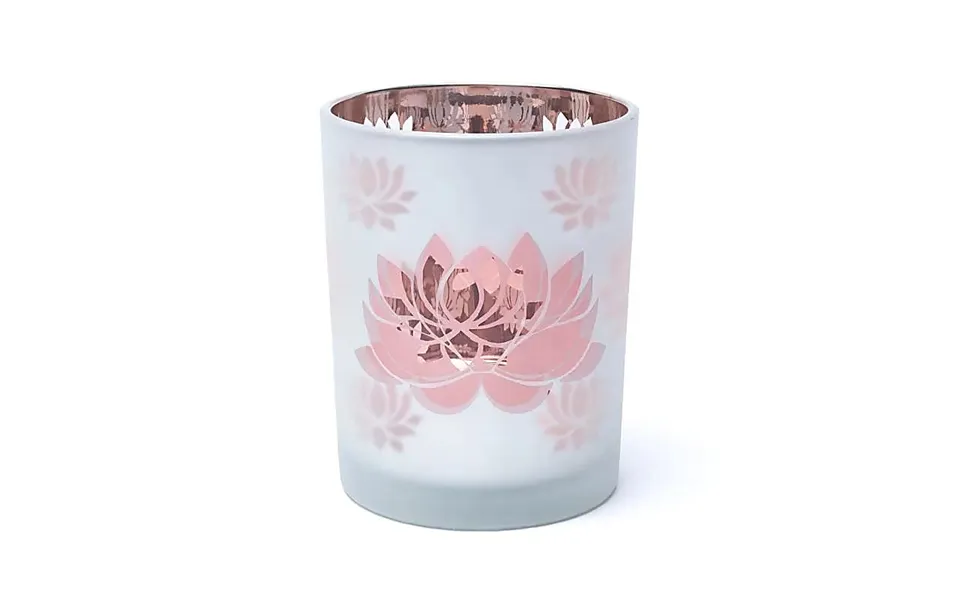 Stearinlysholder frosted metallic with lotus flower
