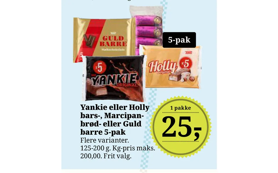 Yankie Eller Holly Bars-, Marcipanbrød- Eller Guld