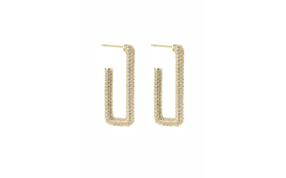 By Jolima Monaco Rectangle Hoops Crystal Gold One Size