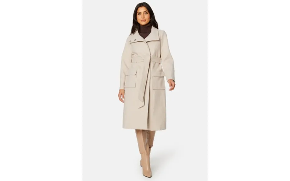 Forever new perry funnel neck wrap coat cream 34
