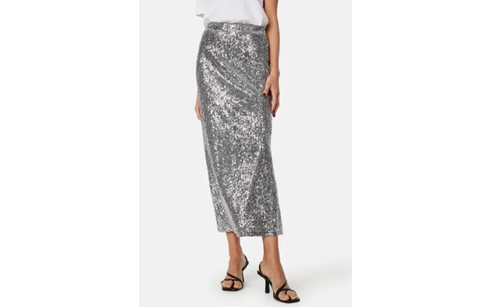 Pieces pcniri high waist ankle skirt silver retail sequin p