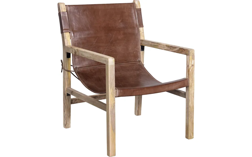 Blixen lounge chair with leather seat - antique brown