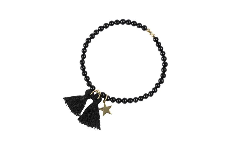 Dark stone bead bracelet shiny black 4 mm