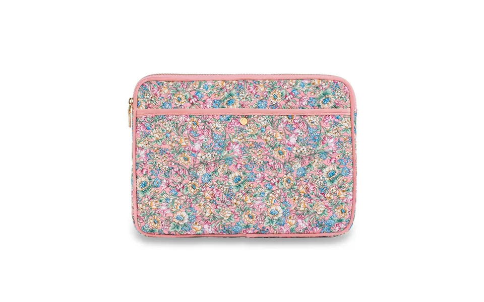 Fan palm rosie flower quilted cotton laptop sleeve